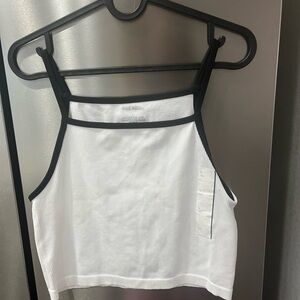 Wild Fable White and Black Crop Tank Top